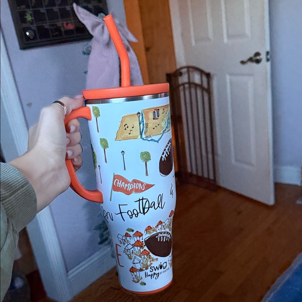 Swig life Football Travel Tumbler - Orange and White